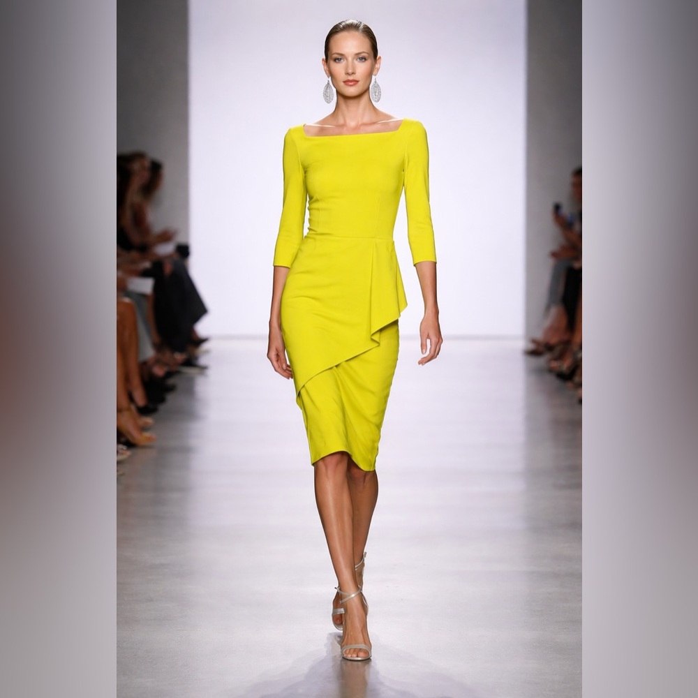 CHIARA BONI la petite robe Elegant Lime Green Asymmetrical Dress 4